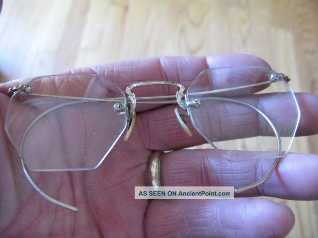 Antique Solid 10k Gold Ornate Rimless Eyeglasses Optical photo