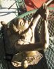 Antique Japanese Bronze Man Statue Playing Flute Kwan-yin photo 3