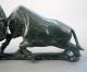 1735g 100%natural Hand - Carved Chinese Black Green Jade Cattle Statue Nr Other photo 3