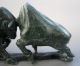 1735g 100%natural Hand - Carved Chinese Black Green Jade Cattle Statue Nr Other photo 5