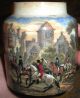 Antique 1800s Apothecary Ceramic Jar W/ Hunting Scene & Horses Around Sides Vafo Primitives photo 9