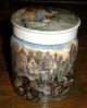 Antique 1800s Apothecary Ceramic Jar W/ Hunting Scene & Horses Around Sides Vafo Primitives photo 1