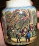 Antique 1800s Apothecary Ceramic Jar W/ Hunting Scene & Horses Around Sides Vafo Primitives photo 7