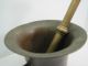 Antique 18th 19th Century Bronze Mortar Brass Pestle Large Heavy Pair Pharmacy Metalware photo 9