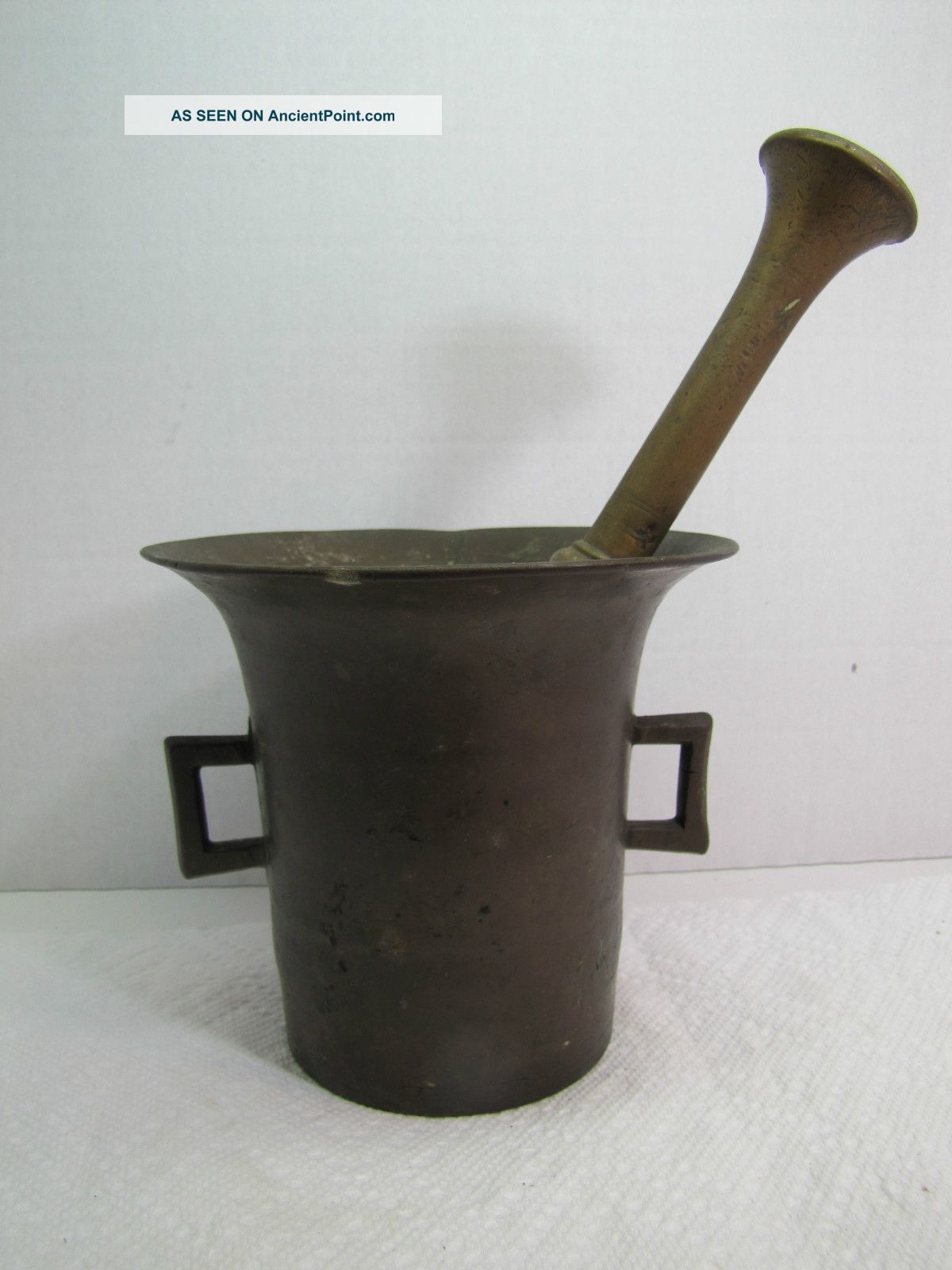 Antique 18th 19th Century Bronze Mortar Brass Pestle Large Heavy Pair Pharmacy Metalware photo