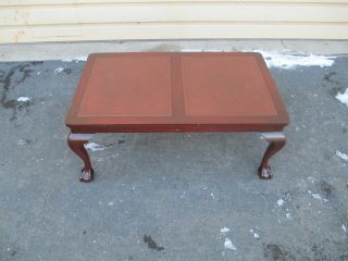 51508 Antique Mahogany Leather Top Coffee Table Stand photo