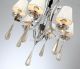 6 Light White Silk Lampshade Cognac Color Crystal Metal Hanging Chandelier Lamp Chandeliers, Fixtures, Sconces photo 1