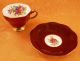 Foley Eb – Red Cup & Saucer,  Flowers Inside,  Gold Trimmed,  3007 Made In England Cups & Saucers photo 2