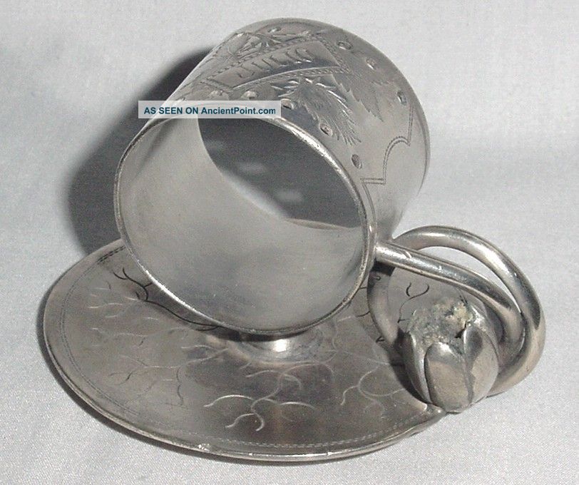 Antique Plated Pewter Toothpick Pierced Ring Holder Simpson Hall Miller 3 