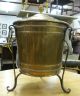 19th C English Brass & Wrought Iron Coal Scuttle W/removable Insert Metalware photo 1