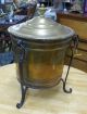 19th C English Brass & Wrought Iron Coal Scuttle W/removable Insert Metalware photo 4