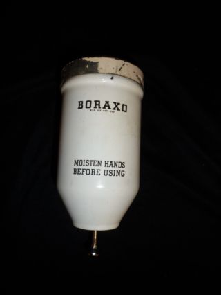 Vintage Porcelain Enamel Borax Boraxo Soap Dispenser Gas Station Wall Mount photo