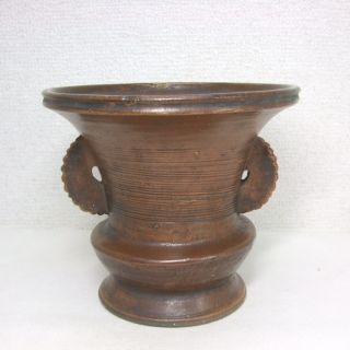 E594: Real Japanese Old Bizen Pottery Ware Flower Vase In 1700 ' S With Good Glaze photo
