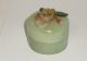 Rare Chinese Green Carved Butterfl Floral Nephrite Jade Opium Snuff Jar Box Boxes photo 2