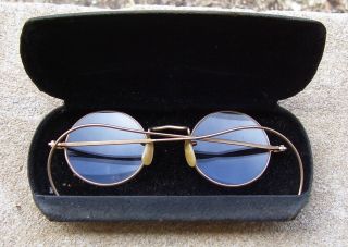 Antique Eye Glasses Gold Round Windsor Lenses Marked B&l Bausch & Lomb W Case photo