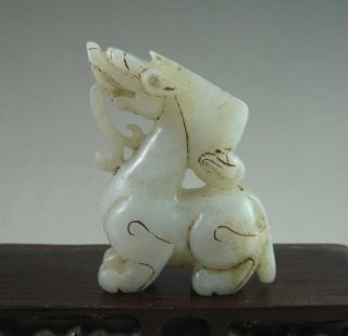 Chinese Old Hetian Jade Carved Pixiu Jiao Cup Carving photo
