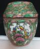 Antique Famille Rose Medallion Chinese Barrel Shape Lidded Jar Pot Tea Caddy Tea Caddies photo 1