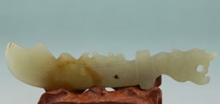 Chinese Xiuyan Jade Hand - Carved,  Statues Dragon Sword Handle Sword Long 12.  8cm photo