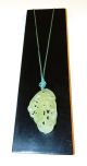Old Jade Handcarved Semi - Transluscent Green 2 - Sided Double Gourd Pendant,  2.  5 