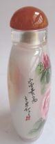 161 Peking Glass Inside Painting Blooming Peony Snuff Bottle&gift Box Snuff Bottles photo 3