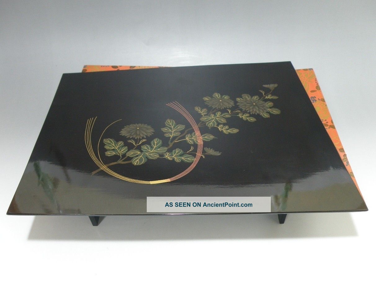 N621 Antique Japanese Lacquerware Urushi Lacquered Stand W/ Box Tea Ceremony Old Other photo