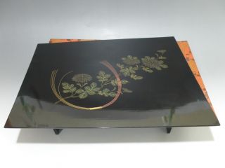 N621 Antique Japanese Lacquerware Urushi Lacquered Stand W/ Box Tea Ceremony Old photo