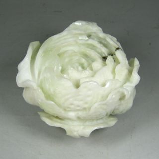 Hand - Carved Chinese Natural Jade Statue - Fortune Cabbage photo