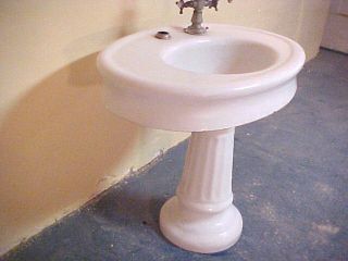 Vtg Kohler Cast Iron Bathroom Sink Antique 1912 Model 117 Fluted Column Base photo