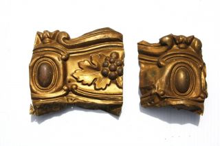 Rare Pair Brass 18th C.  Decorative Corners Pieces - Reposse Brass Pattern photo