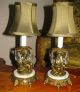 2 Vtg French Cherub Chandelier Candelabras Crystal Table Lamp Light Fixtures Old Chandeliers, Fixtures, Sconces photo 2