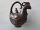 Chinese Bronze Teapot Carven Birds Shape Mouse Spout Lid On Back Old Exquisite Teapots photo 3