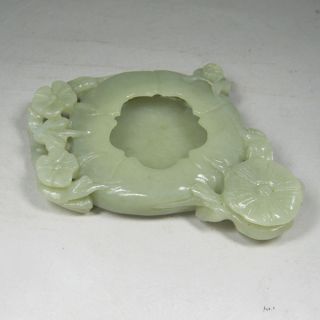 Old Chinese Hetian Jade Carved Plum Blossom Brush Washer photo