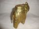 Old Rare Complete Golden Look Brass Fitted Carved Wooden Elephant Statue India photo 3