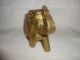 Old Rare Complete Golden Look Brass Fitted Carved Wooden Elephant Statue India photo 4
