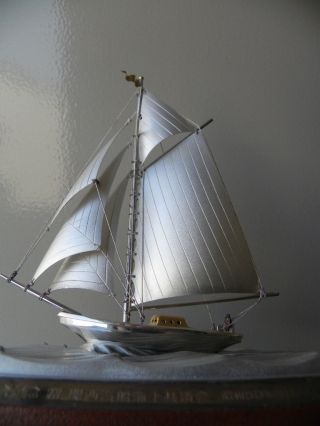Finest Quality Antique Signed Japanese Sterling Silver Model Yacht Ship By Seki photo