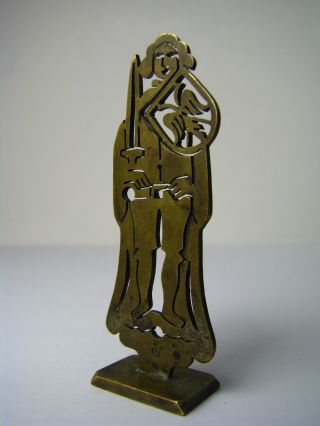 A Handmade Brass Figurine Medieval Figure Of Roland From Bremen German 19th Cent photo