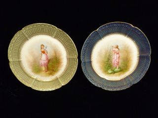 Wonderful Pair Of Charles Haviland Hand Painted Portrait Plates - Circa 1885 photo
