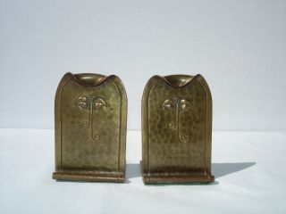 Roycroft Arts & Crafts Metalware Hammered Bookends photo