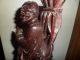 Antique Hand Carved Chinese Hard Wood Statue Sculpture Of Chinese Traveling Man Men, Women & Children photo 5