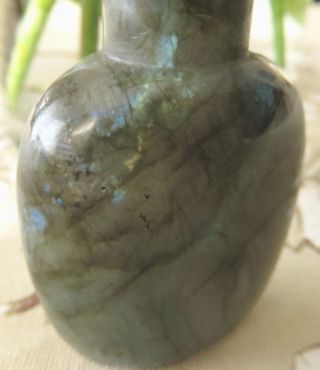 Classic Labradorite Stone Snuff Bottle With Traditional Rounded Shape Design photo