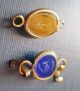 Two Antique Scarabs.  Tiger Eye.  Chrysophase?rare Blue.  Plus Xtra Setting.  Brass/gold Egyptian photo 2