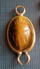 Two Antique Scarabs.  Tiger Eye.  Chrysophase?rare Blue.  Plus Xtra Setting.  Brass/gold Egyptian photo 3