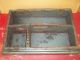 Antique Primitive Wood Tool Box With Handle Saw Slot And Brass Corners Primitives photo 1
