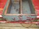 Antique Primitive Wood Tool Box With Handle Saw Slot And Brass Corners Primitives photo 2