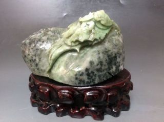 100% Natural Dushan Jade Hand - Carved Statue - Flower photo