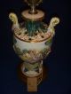 Antique Capodimonte Large Table Lamp - Pierced Classical Cherub Putti 2 Of 2 Lamps photo 2