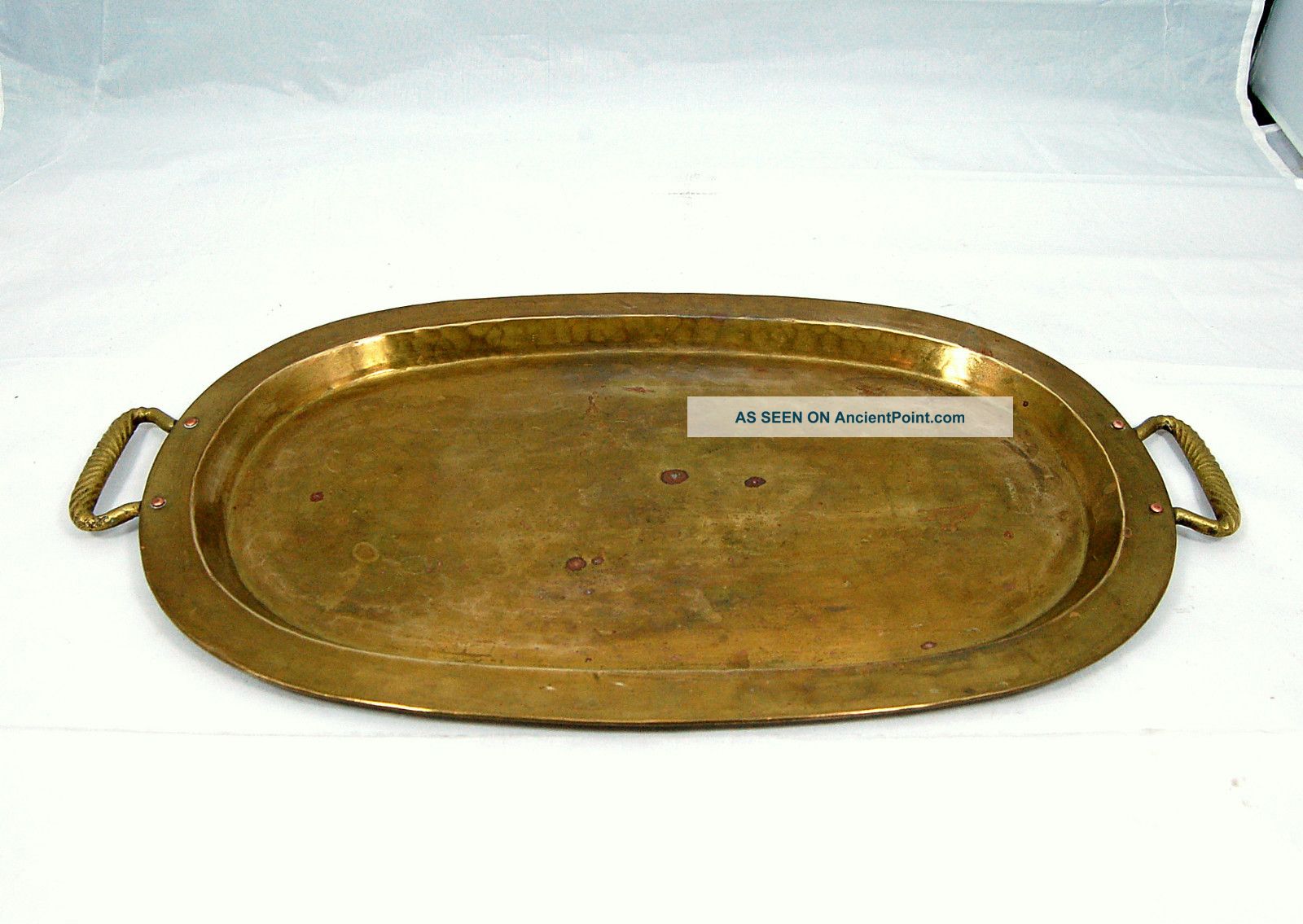 Antique Russian Imperial Brass Hand Hammered Oval Samovar Tray Platter Ca 1900 Metalware photo