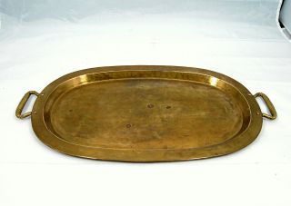 Antique Russian Imperial Brass Hand Hammered Oval Samovar Tray Platter Ca 1900 photo