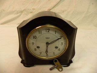 Antique English Smiths Enfield Bakelite Cased Parlor Clock Clean And Runs Fine photo