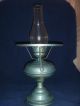 Antique Blue Converted Hurricane Parlor Table Lamp Milk Glass Oil Aladdin Lamps photo 6
